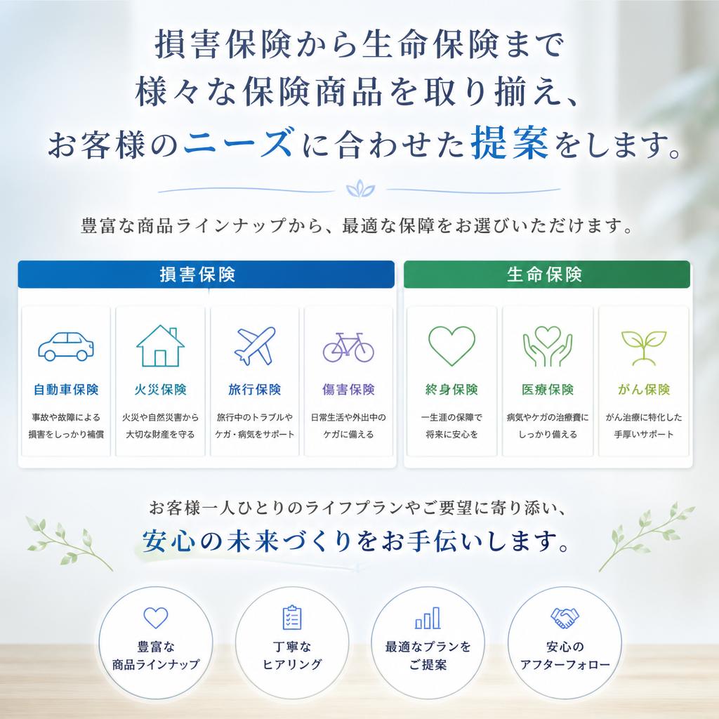 多様な保険商品のラインアップ